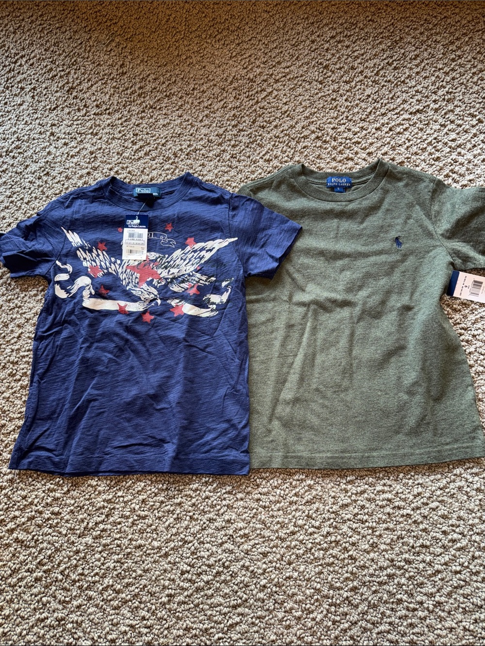 Polo Ralph Lauren boys t-shirts size 5 NWT: navy and olive green